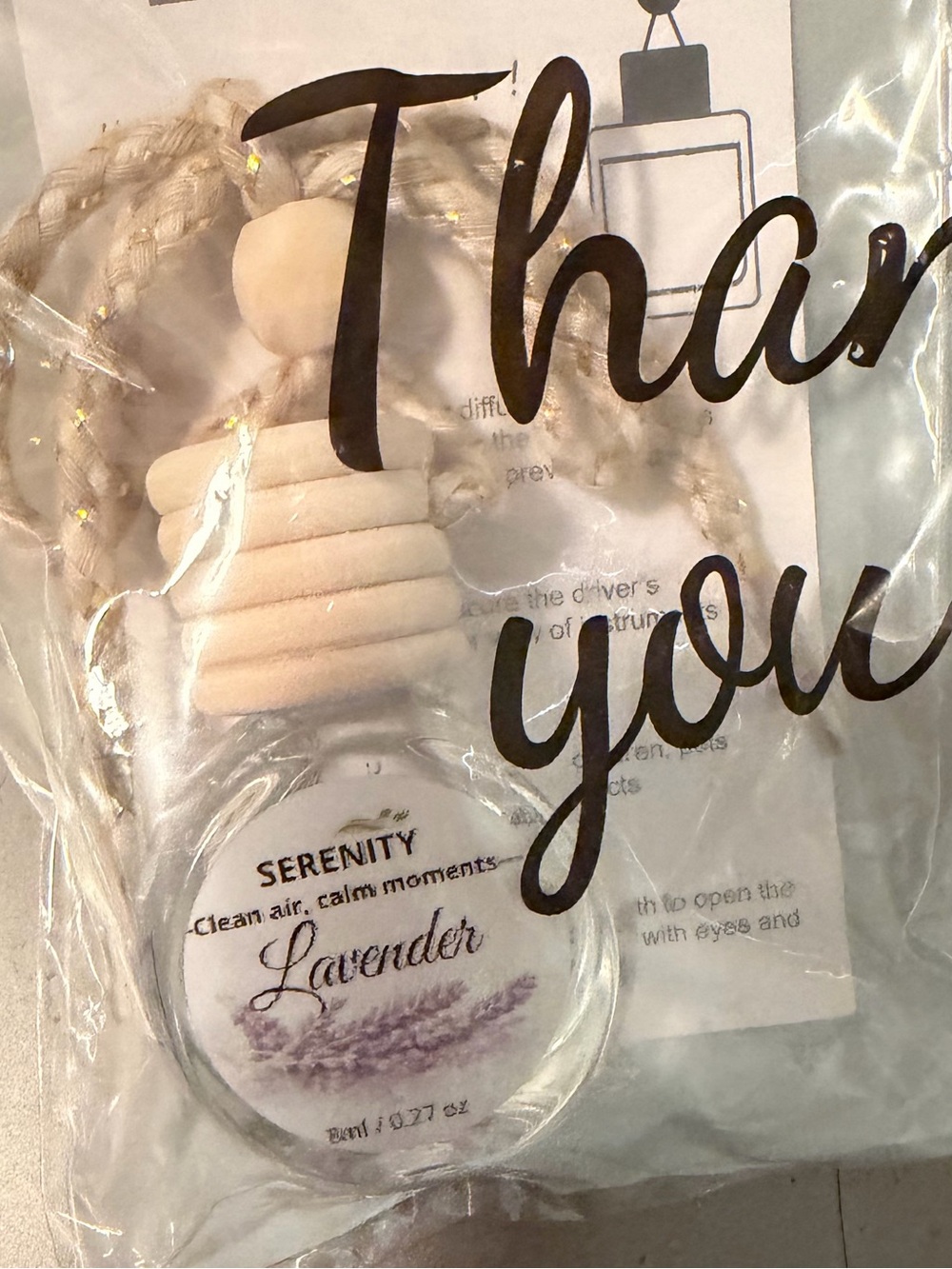 Serenity Lavender Car & Room Hanging Air Freshener - Cream